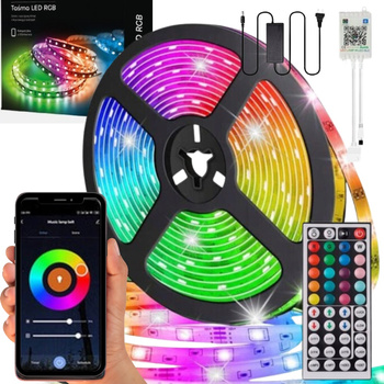 Coolstaff Taśma LED Kolorowa Wodoodporna z RGB Pasek SMD Bluetooth Pilot 12V 10M