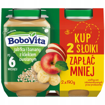 Bobovita Deserek Dla Dzieci Po 6 Miesiącu Kleik Owsiany Jabłko Banan 2x190g