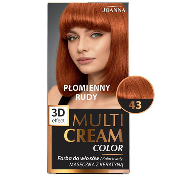 Joanna Multi Cream Color Efekt 3D Trwała Farba Do Włosów 43 Płomienny Rudy