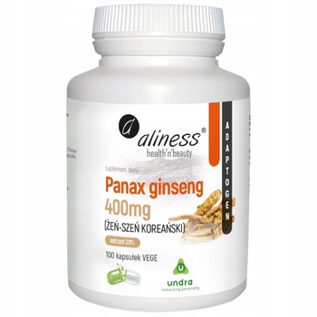 Aliness Panax Ginseng 400mg Żeń Szeń Koreański Libido Pamięć 100 Kapsułek