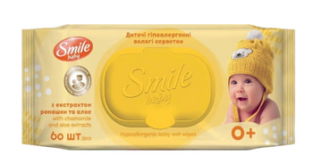 Smile Baby Nawilżane Chusteczki Dla Dzieci Niemowląt Rumianek Aloe 60 Sztuk