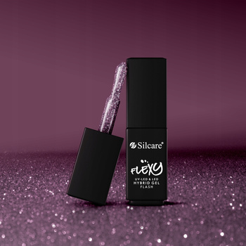 Silcare Flexy Hybrid Gel Lakier Hybrydowy Flash Brokat Fioletowy Violet
