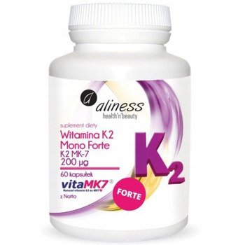 Aliness Witamina K2 Menachinon Mono Forte MK7 200 µg z Natto 60 Kapsułek