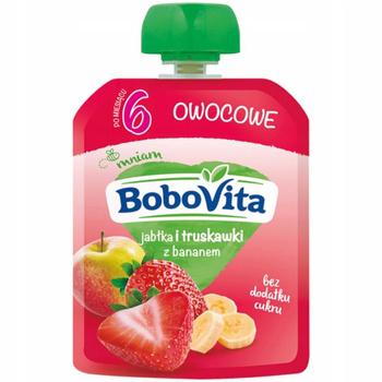 Bobovita Owocowy Mus Dla Dzieci Jabłko Truskawka Banan Po 6 Miesiącu 80g