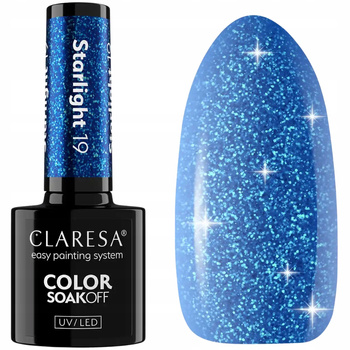 Claresa Lakier Hybrydowy Do Paznokci Niebieski z Drobinkami Starlight 19 5g