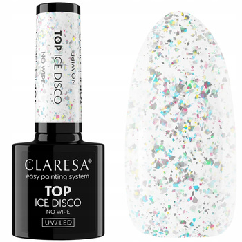 Claresa Top No Wipe Ice Disco Hybrydowy Bez Przemywania Bezbarwny Folia 5ml