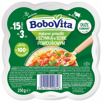 Bobovita Obiadek Makaron z Szynką w Sosie Pomidorowym Po 15 Miesiącu 250g