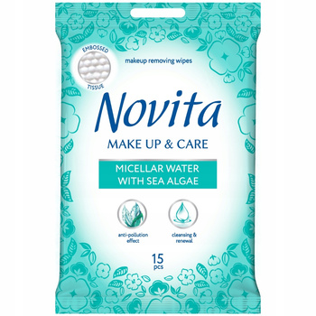 Novita Make Up Care Nawilżane Chusteczki Do Demakijażu Algi Morskie 15 szt