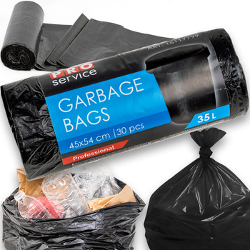 PRO Service Worki Na Śmieci Mocne Czarne Uniwersalne LDPE 35L 30 Sztuk