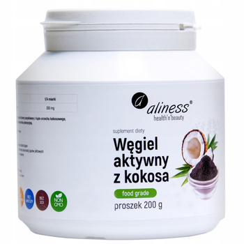 Aliness Węgiel Aktywny z Kokosa Trawienie Suplement Diety w Proszku 200g