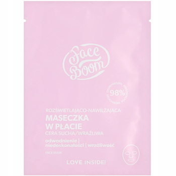 FaceBoom Rozświetlająco Nawilżająca Maseczka Do Twarzy w Płacie Cera Matowa