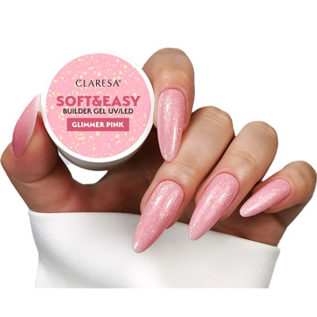 Claresa Soft Easy Builder Gel Żel Budujący Glimmer Pink Złote Płatki 90g