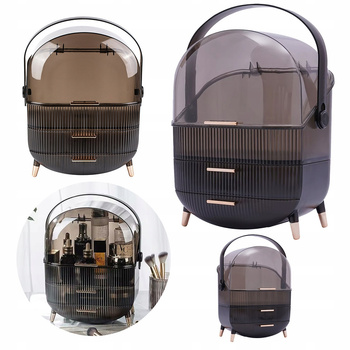 eVanda Organizer Szkatułka Kuferek Na Biżuterię Kosmetyki Czarny Ryflowany