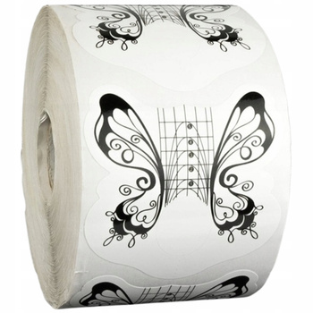 eVanda Szablony Formy Do Przedłużania Paznokci Duże Motyl Czarny Rolka 500 szt