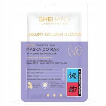 SheHand Złota Zmiękczająca Maska Do Rąk w Formie Rękawiczek Do Skóry Dłoni