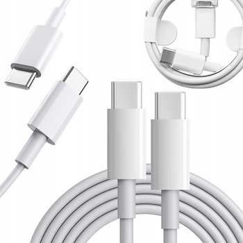 Kabel Typ C Do C USB Biały Szybkie Ładowanie Telefonu i Urządzeń Sprzętu 1m