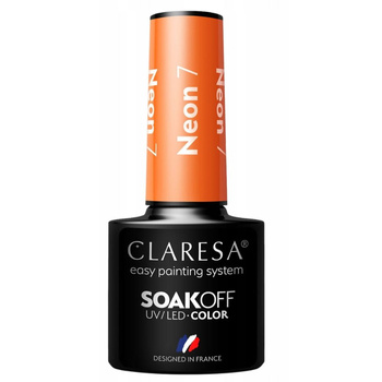 Claresa Lakier Hybrydowy Do Paznokci Wyrazisty Mocny Pomarańczowy Neon 7 5g