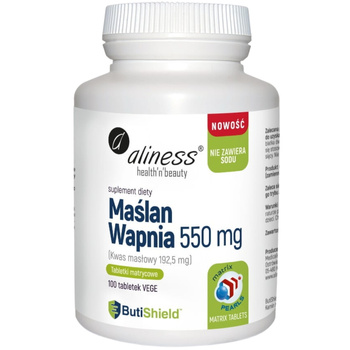 Aliness Maślan Wapnia 550mg Kwas Masłowy Suplement Bez Sodu Jelita 100 Kaps