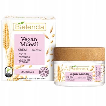 Bielenda Vegan Muesli Matujący Krem Do Twarzy z Mleczkiem Ryżowym 50ml