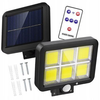 CoolStaff Lampa Solarna Halogenowa Czujnik Ruchu 100 LED + Pilot + Zestaw Montażowy