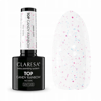 Claresa Top No Wipe Lakier Hybrydowy Do Paznokci Konfetti Candy Rainbow 5g