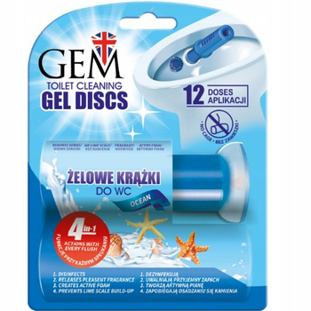 Gem Aplikator Krążki Żelowe Do WC Toalety Zapach Zapas Oceanu Morski 75ml