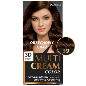 Joanna Multi Cream Color Efekt 3D Trwała Farba Do Włosów 39 Orzechowy Brąz