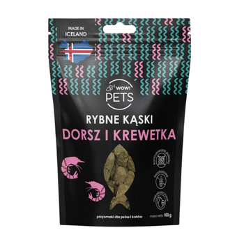 Wow! Pets Rybne Kąski Przysmak Dla Psów i Kotów Dorsz/Krewetka 100g