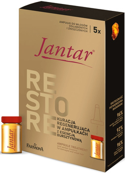 Jantar Kuracja w Ampułkach Esencja Brusztynowa Włosy Zniszczone 5 x 5ml