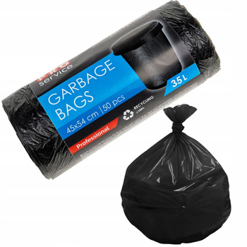 PRO Service Worki Na Śmieci Mocne Czarne Uniwersalne LDPE 35L 50 Sztuk