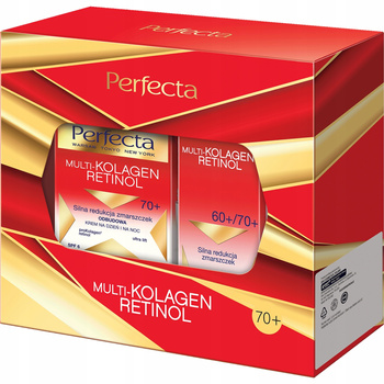 Perfecta Multikolagen Retinol Zestaw Prezentowy Kosmetyków Do Twarzy 2 Kremy 70+