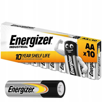 Energizer Industrial Mocne Baterie Alkaliczne AA LR6 1,5V Zestaw 10 Sztuk