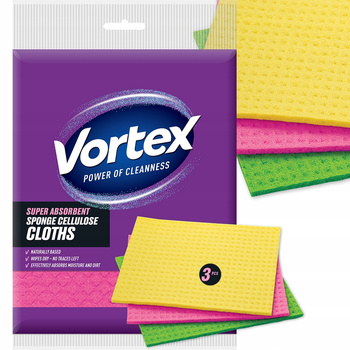 Vortex Sponge Cloths G膮bczaste 艢ciereczki Ch艂onne Antybakteryjne 3 Sztuki