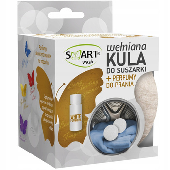 Smart Wash Wełniana Kula Do Suszarki + Perfumy Do Prania White Flowers 20ml