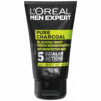 Loreal Men Expert Pure Charcoal Oczyszczający Żel Do Mycia Twarzy 100ml
