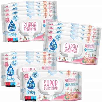 GoWipes Super Sensitive Nawilżane Chusteczki Dla Dzieci Karton 12x60szt