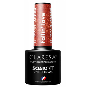 Claresa Lakier Hybrydowy Do Paznokci Pomarańczowy Brokat Fallin Love 11 5g