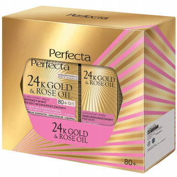 Perfecta 24k Gold Rose Oil Zestaw Kosmetyków Krem Do Twarzy i Pod Oczy 80+