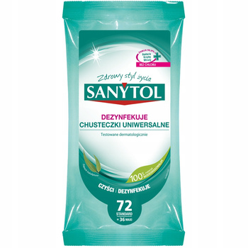Sanytol Uniwersalne Chusteczki Do Czyszczenia Dezynfekcji Eukaliptus 72 szt