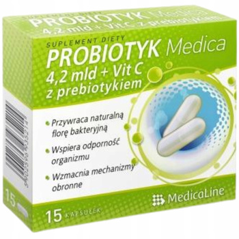 Aliness Probiotyk Medica 4,2 mld + Witamina C z Prebiotykiem Jelita 15 Kaps