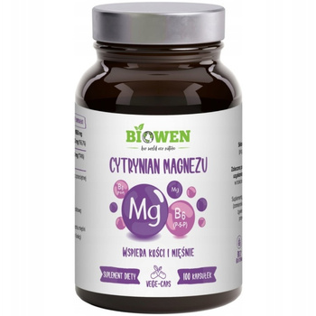 Biowen Cytrynian Magnezu 825mg z Witaminą B6 Suplement Diety 100 Kapsułek