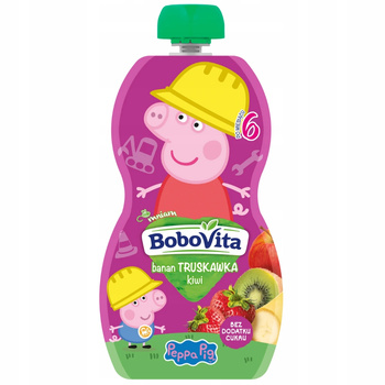 Bobovita Deser Mus Owocowy Banan z Truskawką i Kiwi Po 6 Miesiącu 100g