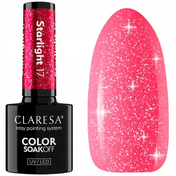Claresa Lakier Hybrydowy Do Paznokci Różowy z Drobinkami Starlight 17 5g