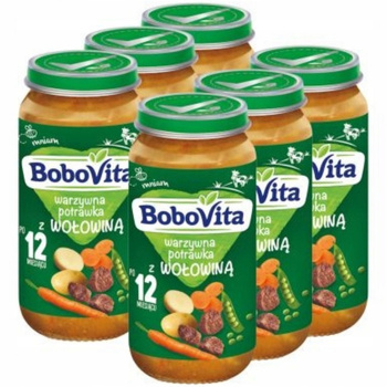 Bobovita Obiadek Warzywna Potrawka z Wołowiną Po 12 Miesiącu 250g x 6