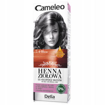 Delia Cameleo Ziołowa Henna Do Włosów Bez Amoniaku 7.4 Rudy 75g