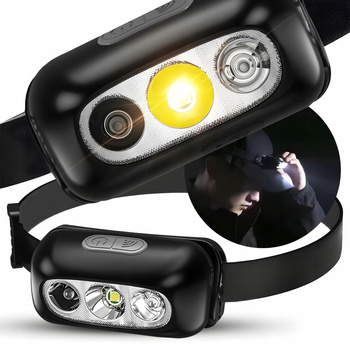 CoolStaff Latarka Czo艂owa Na Gumce Led Czarna Wodoodporna Na Biwak Rower Do Biegania