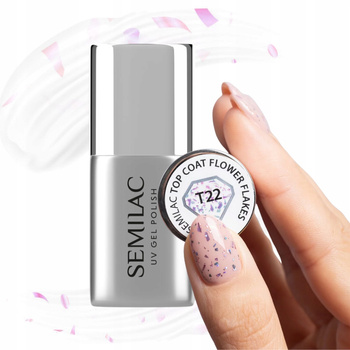 Semilac Lakier Hybrydowy Top Coat No Wipe z Płatkami Flower Flakes T22 7ml