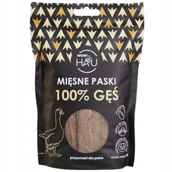 Wow Pets Przysmaki Dla Psa Zdrowe Smaczki Mięsne Paski 100% Gęś 120g