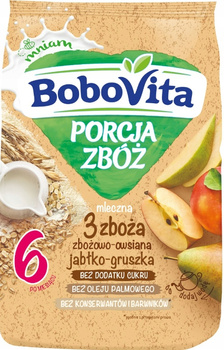 BoboVita Porcja 3 Zbóż Kaszka Mleczna Malina Truskawka Banan Po 6 Msc 210g