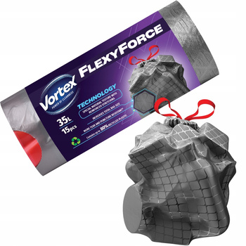 Vortex Flexy Worki Na Śmieci z Taśmą Ściągającą Mocne 35L 15 Sztuk